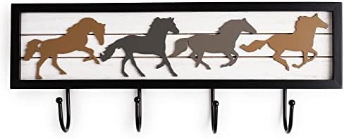 Рустикална лента коњ Wallид 4 Декоративен западен изглед куки за заштеда на простор, клуч за складирање на каубојски капа, капаче за капа,