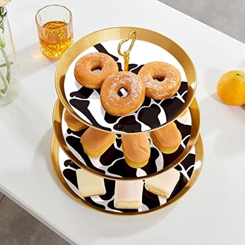 Држач за држач за штанд со кекс пластична десерт штанд со торта 3 нивоа за сервис за приказ на штанд, црн череп со прсти