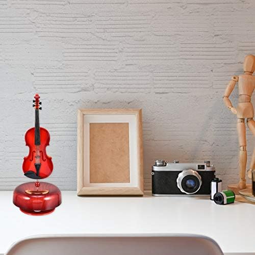 Музичка кутија Besportble виолина, 1 компјутер Црвен ретро музички музички музички музички инструмент со ротирачки основни украси Домаќинството