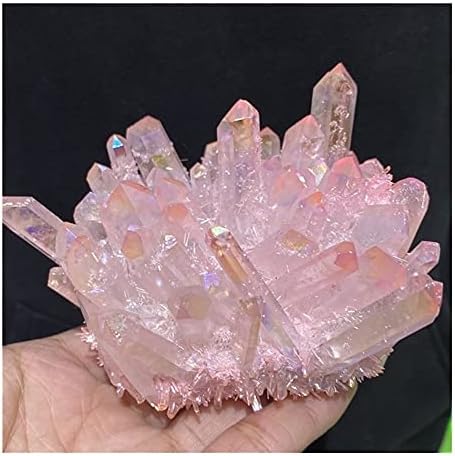 Kksi 1pc розов титаниум виножито кластер електроплат кварц кристал реики лекување дома декорирање заздравување кристал