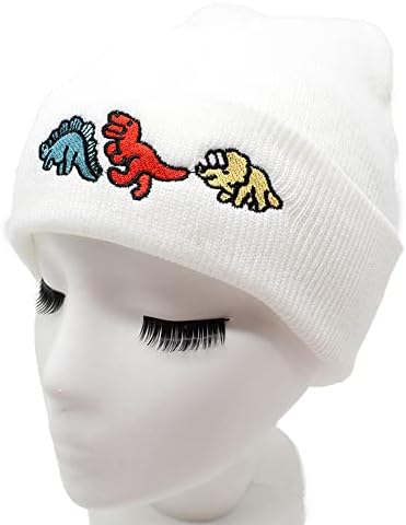 Totelux плетени капачиња од гравчиња диносаурус везови жени мажи зимска капа мека топла манжетна череп капаче