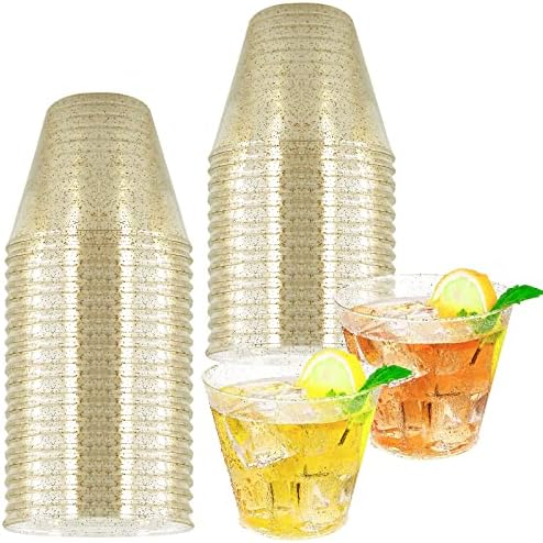 25 парчиња 9oz Пластични чаши за еднократна употреба Сјајни чаши за вино чисти пластични торбички десерт чаши пиење чаши свадба Денот на благодарноста