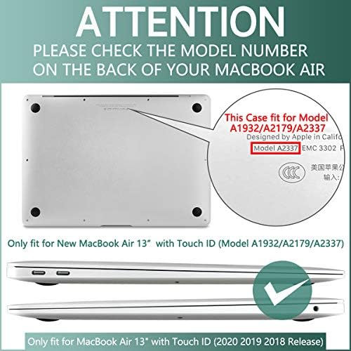 Dongke за MacBook Air 13 Inch Case 2021 2020 2019 2018 Објави A2337 M1 A2179 A1932 со Retina & Touch ID, тешка солидна шок -обвивка
