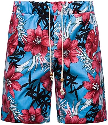 Менски кратки комплети облеки на хавајски кошули кратки комплети 2 парчиња случајно копче надолу од цвеќиња од цвеќиња на плажа