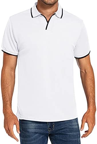 Zddo Mens Polo кошули Краток ракав против вратот Хенли кошула Турнедан јака голф манжетни атлетски тенок фит спортски обични врвови