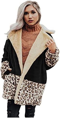 Крзно палто, мексиканска забава со пуфер јакна жени за Ноќта на вештерките Туника со долги ракави јакна меки вклопени леопард топол лаптоп