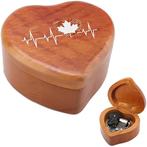 Канада Ден Чукање На Срцето Заврши Гроздобер Дрвена Музичка Кутија Свадба Валентин Божиќ Роденден Часовник Музички Подарок