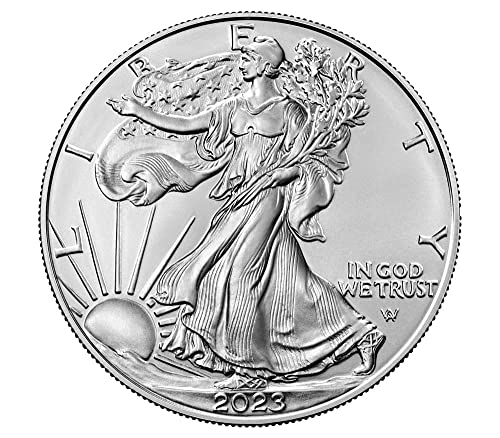 2023-Американски Сребрен Орел .999 Парична Казна Сребро Со Нашиот Сертификат За Автентичност Долар Сад Нане Нециркулирани