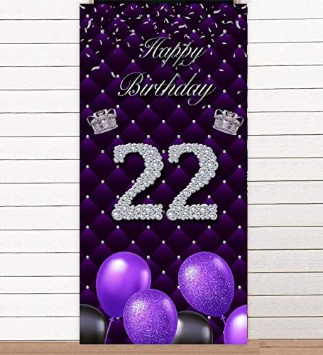 Среќен 75 Ти Роденден Виолетова Банер Позадина Фото Кабина Реквизити Балони Сребрена Круна Тема Декор За Жена Седумдесет И Петгодишнина