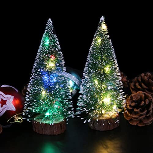 Трпезна Елка Со Светла Украси За Божиќни Мини Дрвја Минијатурно Дрво Со Лесна Божиќна Вештачка Трпеза 15 см