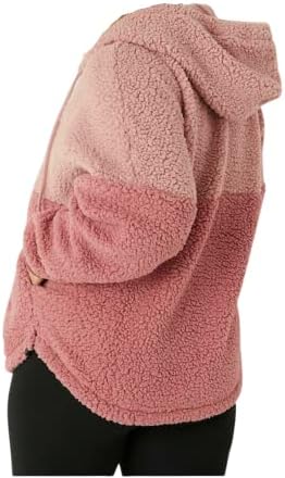 Розова Универзитетска Шерпа Половина Патент Пуловер Качулка Боја Роза/Розова Големина
