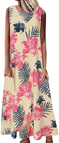 Летна мода за жени, жени плус големина на врата, цветни печати гроздобер краток ракав долг макси фустан