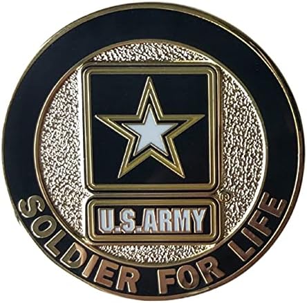 Војник На Армијата На Соединетите Држави За Животен Предизвик Монета И Сина Кадифена Кутија За Прикажување