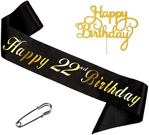Кетао 20-Ти Роденден Појас, Златна Фолија Среќен 20-ти Роденден Црн Сатенски Роденденски Појас За Подароци За Родендени За Момчиња