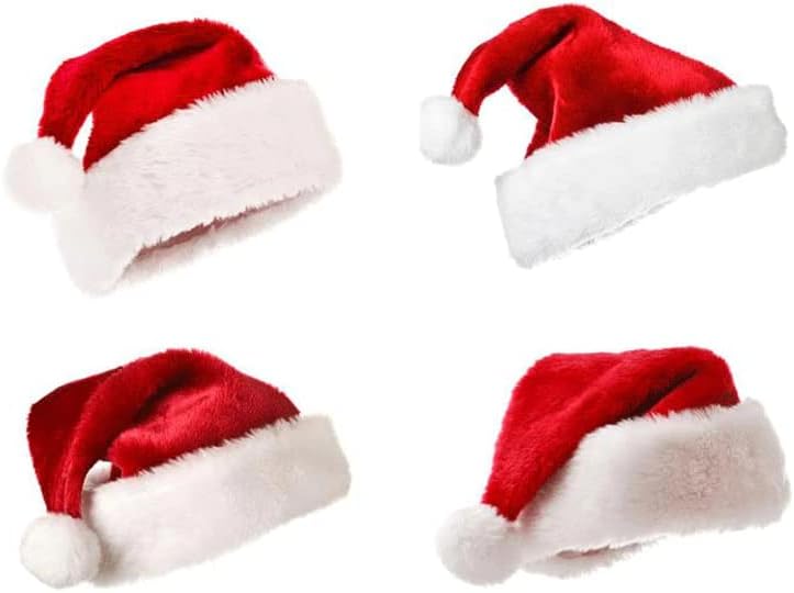 Црвена капа На Дедо Мраз со луксузна бела облога Со Совети И Ѕвона Од Јаглен, новогодишен подарок, за возрасни со деца