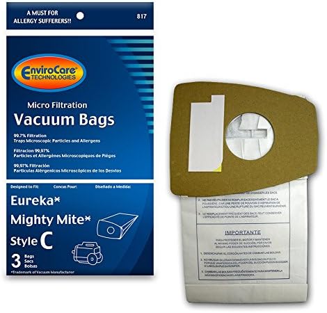 Замена на EnvIrocare, микро -филтрација, вакуумска чистач за прашини, направени за да одговара на еурека тип Ц силни канистри за грини 3 пакувања