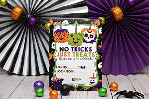 Без трикови само третираат плашливи бонбони со тематски покани за забави за Ноќта на вештерките, 20 5 x7 Пополнете картички со