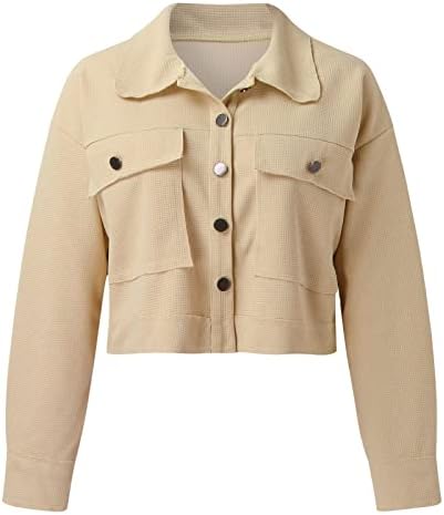 Копче за исечени јакни со женски јакни надолу со кошули со долги ракави со џебови светла јакна