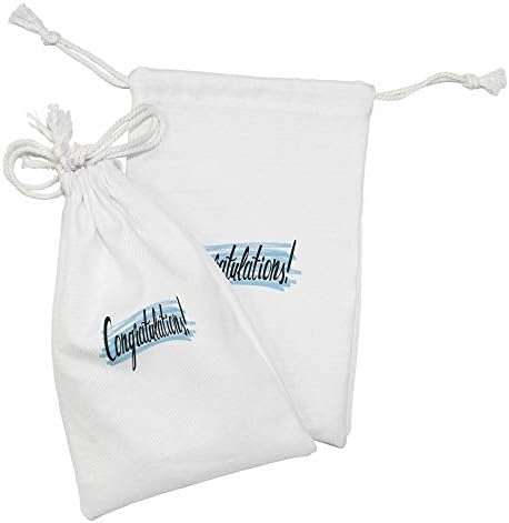 Лунарлива матурска ткаенина торбичка сет од 2, рачен пишан стил типографија честитки поздравувајќи старомоден формулар, мала торба за влечење за маски и фаворити з