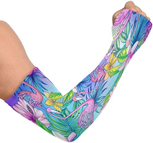 Ксигуа Фламинго Палмови Цвеќиња Ракави За Жени Мажи, Ладење Ув Заштита Сонце Ракави Со Палецот Дупка Тетоважа Прикривање За Возење