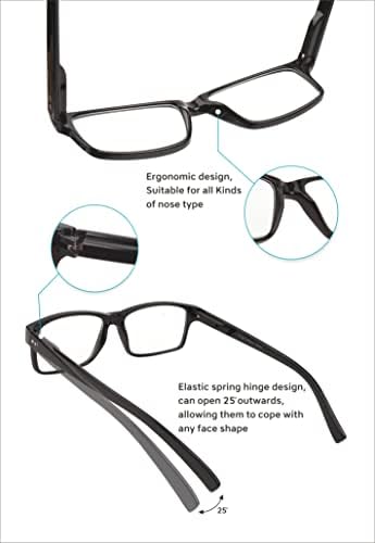 Очила за читање 5 пакувања класични очила за блокирање на сина светлина, читатели на очила за жени и мажи