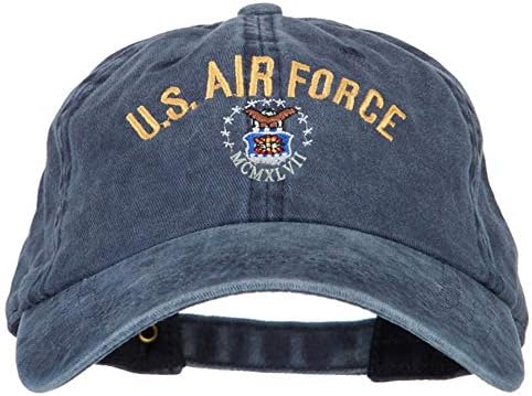 E4HATS.COM Војно -воено лого на Воените сили на САД, измиено измиено памучно капаче од памук од памук