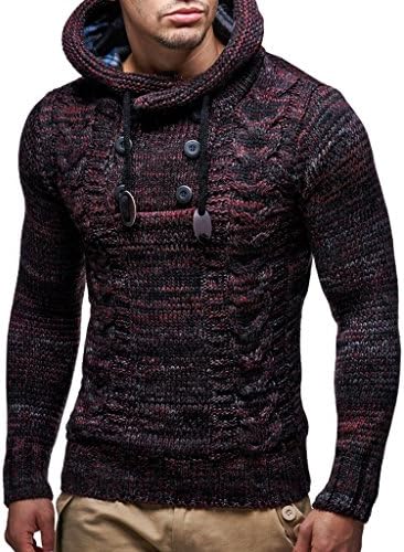 Пличен џемпер за мажи во Леиф Нелсон - Тенок џемпери на пуловер за мажи со качулка