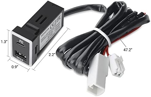 Замена на Coarger Micctuning 12V/24V USB Type C CALGER за Toyota, Dual USB порти QC3.0 & PD Type C Car Power Socket Компатибилен со iPhone