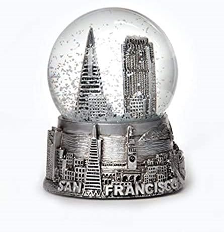 Сан Франциско Калифорнија сребрен тон Снежен глобус 65мм - стаклен глобус