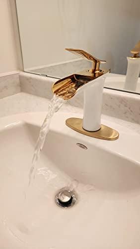 6IX сетила бања мијалник водопади тапа - единечна тапа за бањи за бања, тапа со единечна рачка, тапа од 1 дупки, тапа на водопади, златна рачка