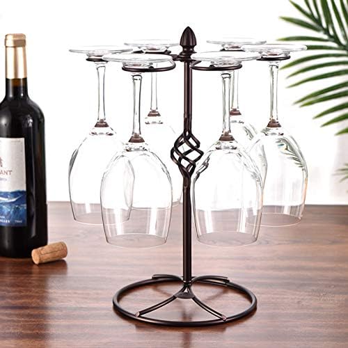 Држач за стакло од железо NBSXR, складирање со 6 куки, решетки за чаши за вино/држач за матични софтвер, за кујна, винарска визба, дневна