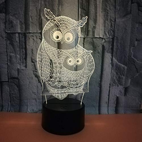 Jinnwell 3D Owl Eagle Night Light LAMP илузија ноќна светлина 7 боја менувајќи ја табелата табела за декорацијата декорацијата декорацијата акрилик