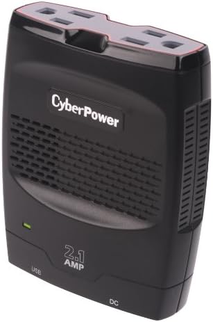 CyberPower CPS175SURC1 175W Инвертер за мобилна енергија со 2,1A USB полнач - Дизајн на тенок линија, црна/сива