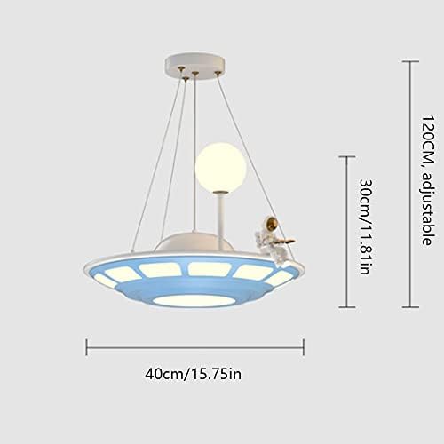 Астронаут виси ламби, креативни LED затемнети лустери со приврзона планета светлина за детска соба, соба за момчиња, расадник, играчки соба-15.75in-сина,