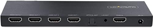 STARTECH.com 4-Port HDMI Splitter, 4K 60Hz HDMI 2.0 видео, 4K HDMI Splitter w/вграден скалер, 1 во 4 надвор од HDMI Splitter, 3,5 mm/оптичка аудио порта, HDMI Display/Излезен сплитер