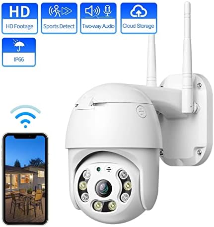 Безбедносна камера PLPLAAOO Надворешна WiFi, безжични фотоапарати за домашен надзор, 360 ° широк агол HD HD Јасни слики безжични интелигентни