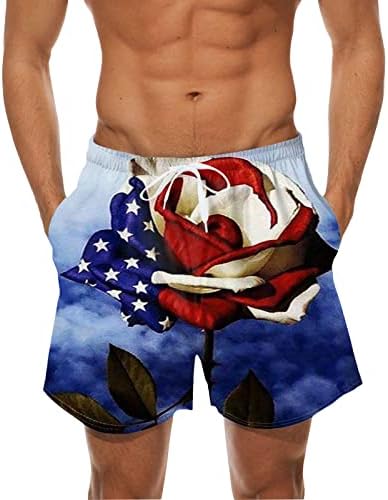 Американски шорцеви со знаме на HSSDH за мажи, машко американско знаме за пливање Смешно 4 -ти јули патриотски пливање од табла шорцеви