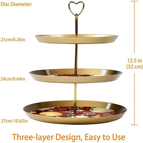 3 нивоа пластична кула за куќи со табела со табела за сервирање, златно кула кула кула, тиква црвена позадина десерт дисплеј за слатки