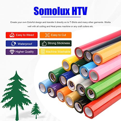 Somolux HTV железо на пренесување на топлина винил ролна 12inch x12feet Лесно за сечење и плевење DIY дизајн маици црвени