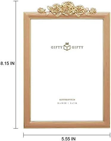 Gifty Gifty Vintage тенок пансион Роуз Рамка за фотографии / 5x7 во | За вертикален приказ на таблети | Совршен за домашни декор, свадба, дипломирање
