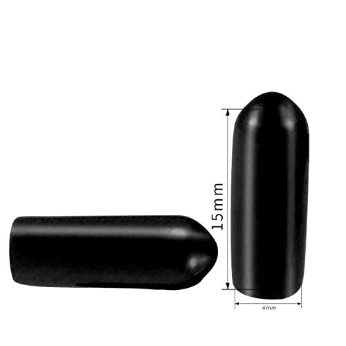 ПВЦ гума завртка заштитена заштита на еко-пријателски ракав за ракав за тркала со цевка капа за капакот на завртката, црна внатрешна диа 4мм 50 парчиња