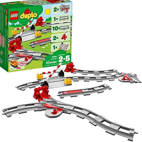 Лего Градски Железнички Пруги Во ГРАДОТ ДУПЛО Комплет За Проширување 10882 - Градежен Блок Железнички Играчки За Мали Деца, Колекција На Возови