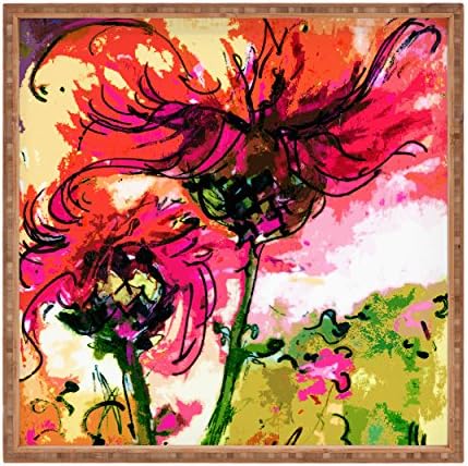 Негира Дизајни Џинет Ликовна Уметност Луди Диви Цвеќиња Внатрешен/Надворешен Квадратен Послужавник, 16 х 16