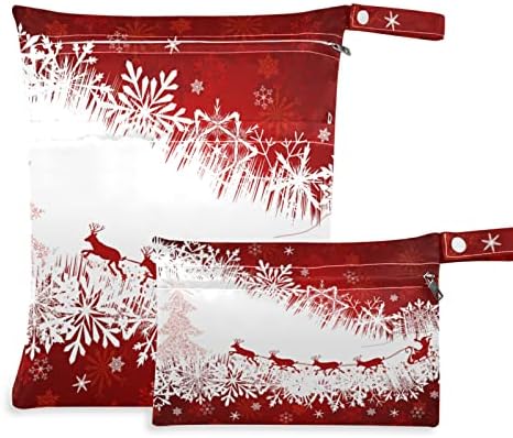 Ззххб Божиќни Ирваси Водоотпорна Влажна Торба Ткаенина За Повеќекратна Употреба Пелена Влажна Сува Торба Со Патент Џеб За Патување Базен