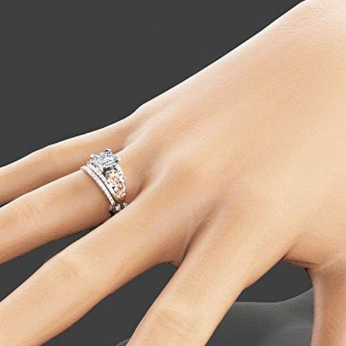 T-Jewelry Trendy Daisy Women 2PCS/Постави сребрен прстен 2.3Ct Белиот Топаз Свадба бенд со големина 5-10
