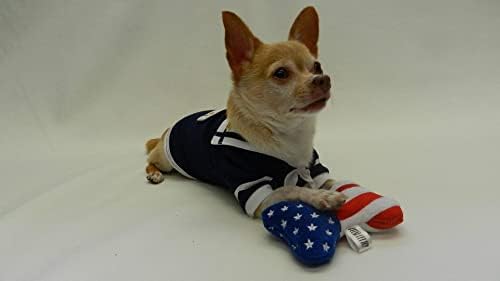 Кадифен Писклив Играчки Во Облик На Коска За Кучиња Играчки За Мали Кучиња Со Вез Американско Знаме Кученце Џвака Звук Новина Кадифен Мал Куче