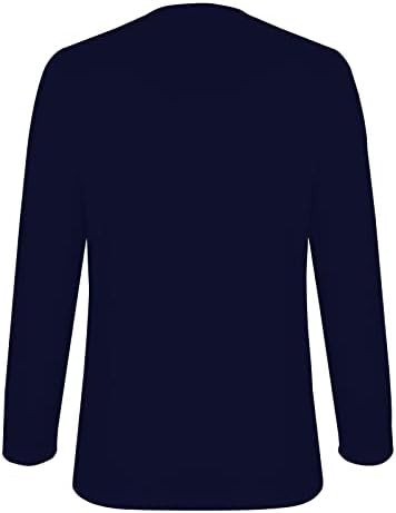 Дами маица долга 3/4 ракав 2023 екипаж вратот на вратот на вратот памук графички салон кошула за блузи за тинејџери девојки W6