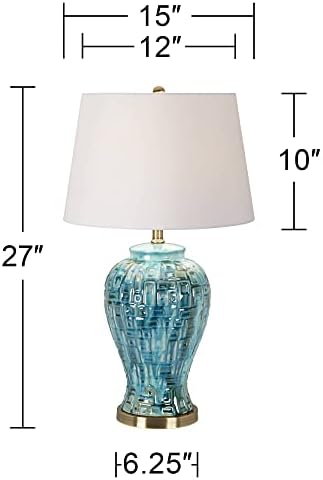 Посевни евра дизајн, Euro Blue-Green Teal The The The The The The Threat jar Ceramic Table Lamps сет од 2