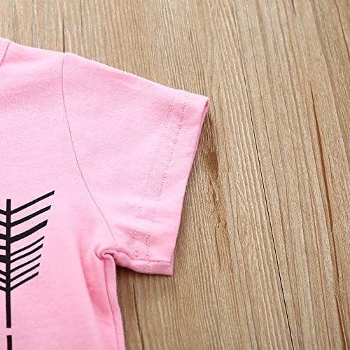 Летен пердув печати розова маица со кратки ракави геометриски шема топки шорцеви девојки костуми фустан за девојки за мали деца