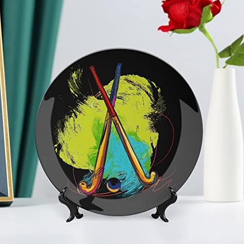 Декоративна чинија со хокеј на теренот тркалезна керамичка чинија коска Кина плоча со приказ за свадба декор за забава